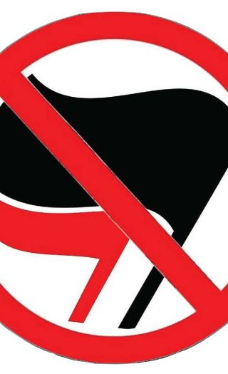 Antidemokratenes fane, kombinasjon av kommunismens røde og Muhammeds sorte faner.